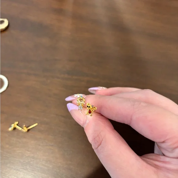 Girls Crew, Disney, Etc Mixed Gold & Silver Earring Set - 7 Pairs - Picture 6 of 7